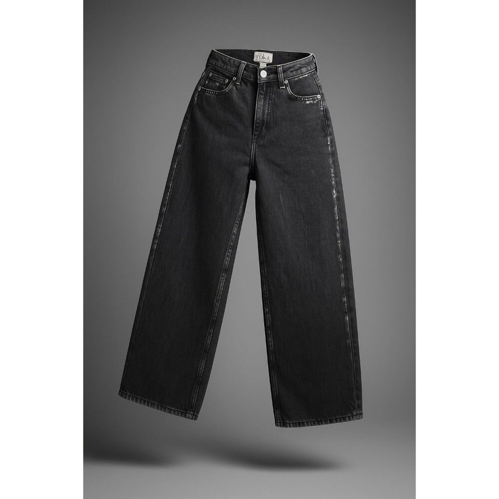 Anthropologie Etica Marley Ultra High Rise Baggy Jeans Women's Sz 30 Icicle Grey